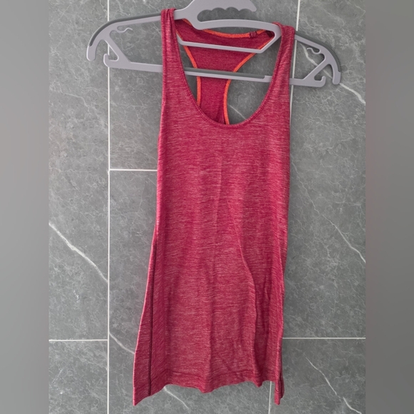 Lululemon Cool Racerback Heathered Cranberry Tank Approx 2 12" PTP - Picture 5 of 7